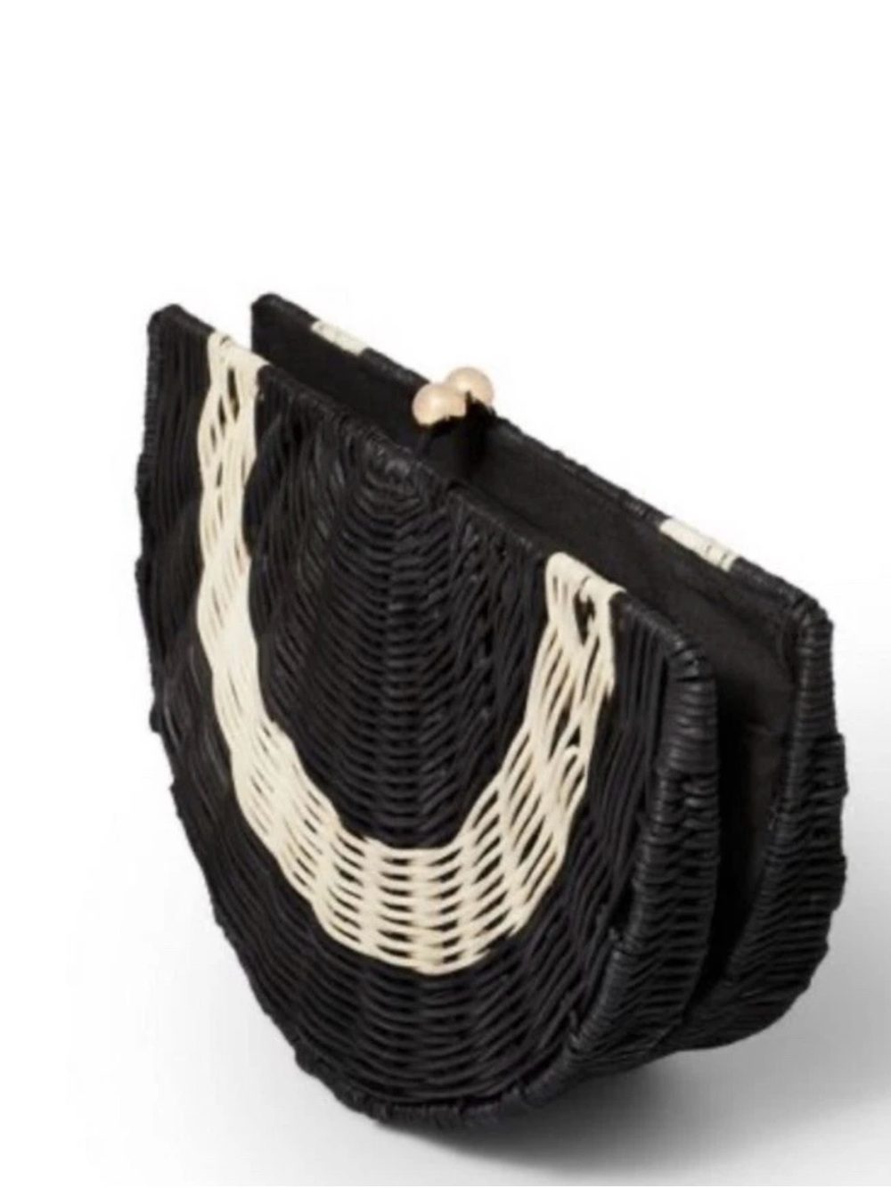 Black Woven Crescent Clutch with Cream Accent Target Tabitha Brown